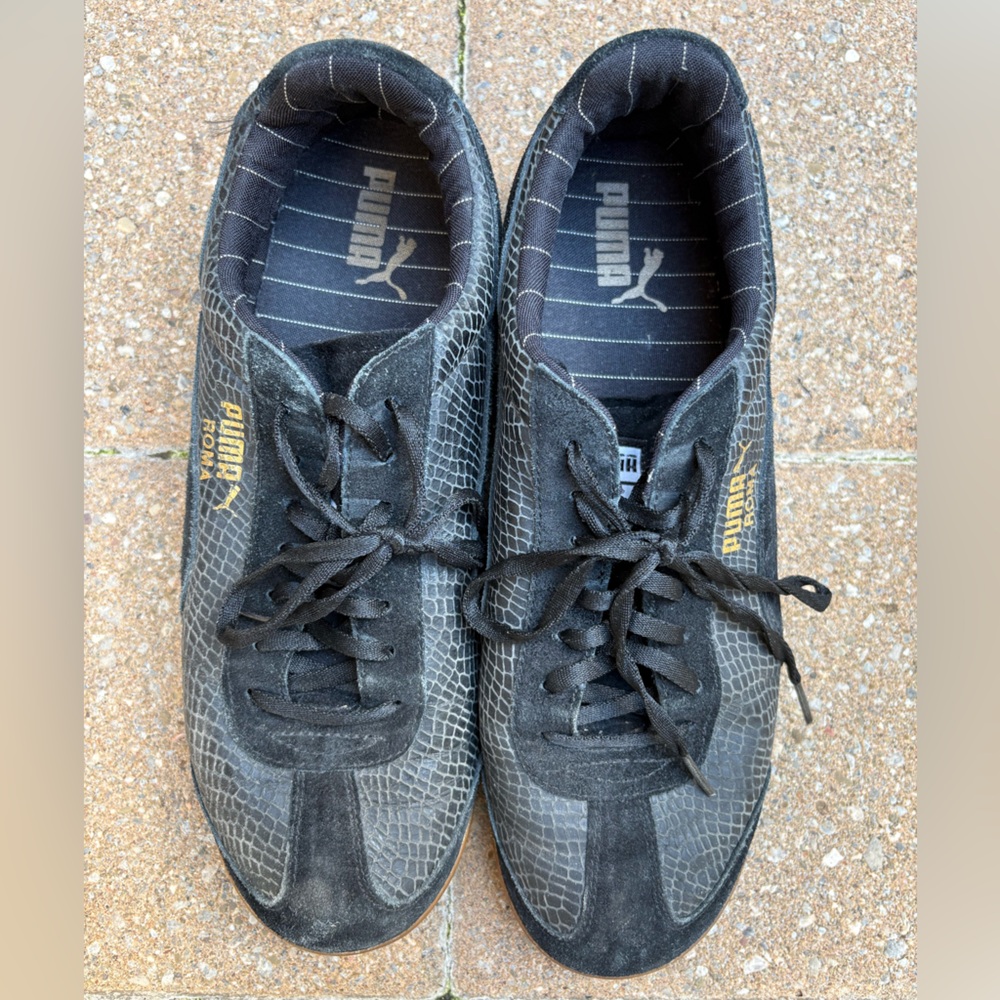 Puma Black Sneakers with Gold Logo